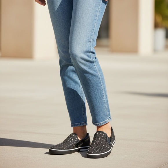 Jimmy Choo | Star Suede Studded Leather Logo Loafers & Slip-ons - Picture 2 of 9